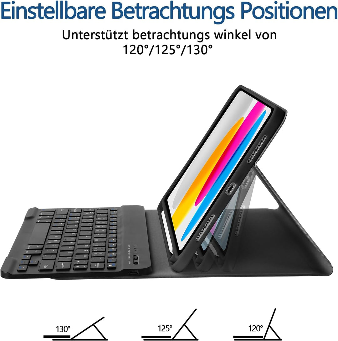 TQQ Hülle mit Tastatur für iPad A16 11 Generation 2025/10 Generation 2022(11/10.9 Zoll), Abnehmbare