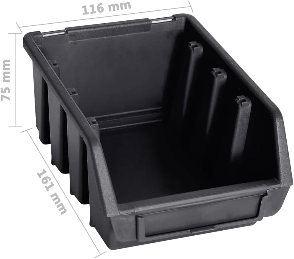 vidaXL Sichtlagerkasten Set 32 tlg., Sichtlagerbox mit Wandhalterung, Stapelbox mit 2 Werkstatt Wand