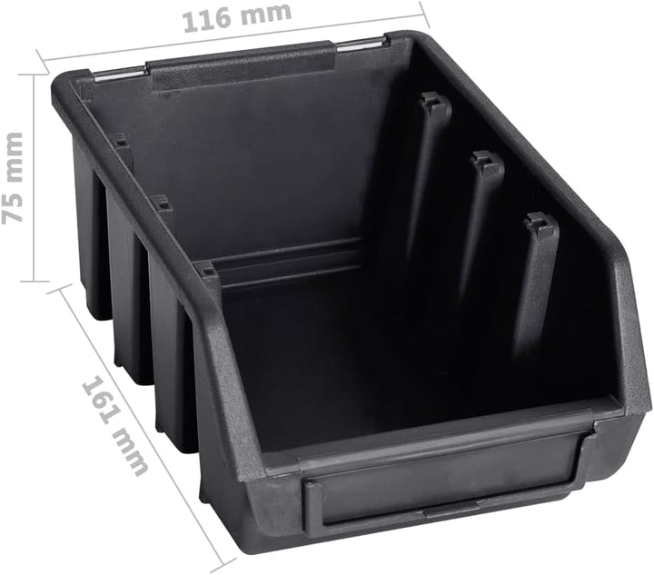 vidaXL Sichtlagerkasten Set 32 tlg., Sichtlagerbox mit Wandhalterung, Stapelbox mit 2 Werkstatt Wand