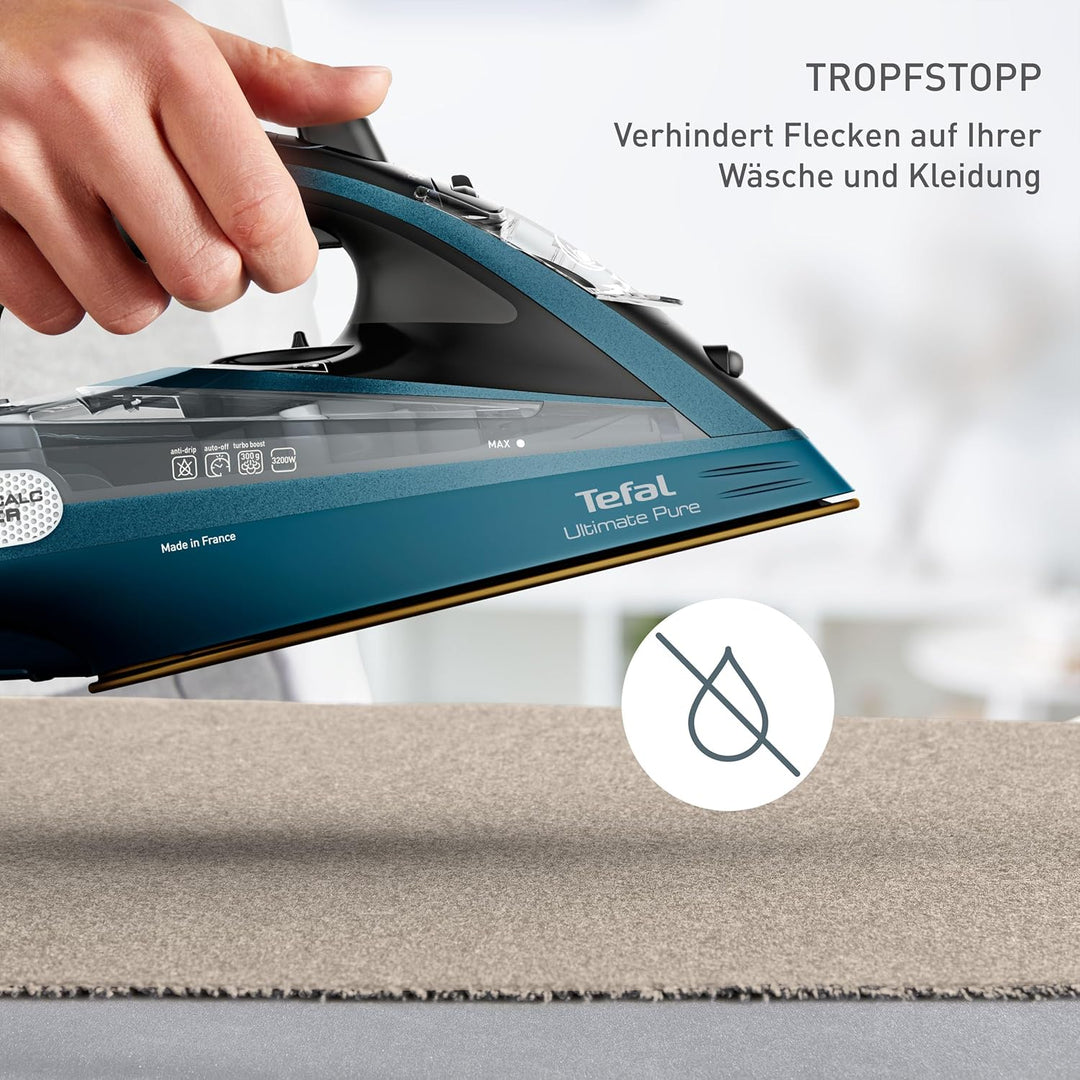 Tefal Ultimate Pure Dampfbügeleisen, 3200 Watt, kraftvoller Dampf, 300 g/Min. extra Dampfstoss, Auto