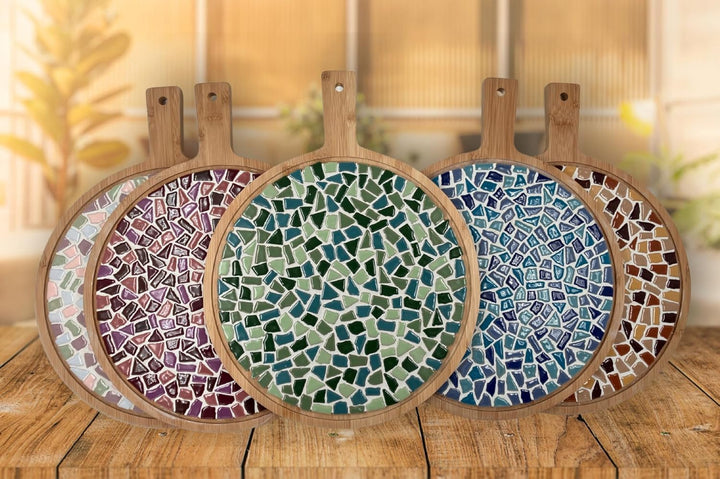 Little Creations mosaik Servierbrett Rund | DIY Bastelset Erwachsene | Gestalte deine eigene Servier