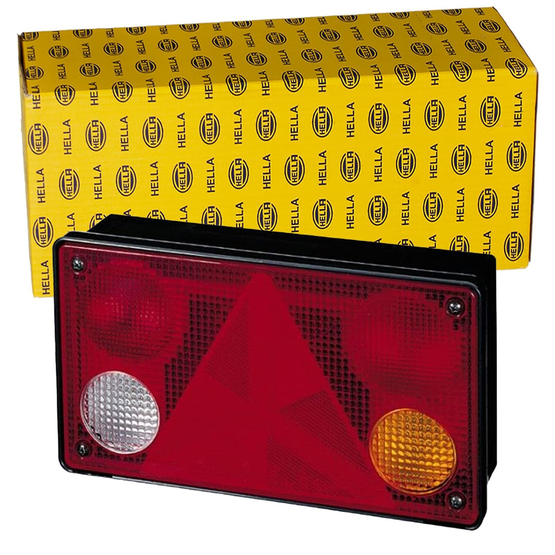 HELLA - Heckleuchte - Glühlampe - Anbau/geschraubt - Lichtscheibenfarbe: mehrfarbig - Stecker: Flach