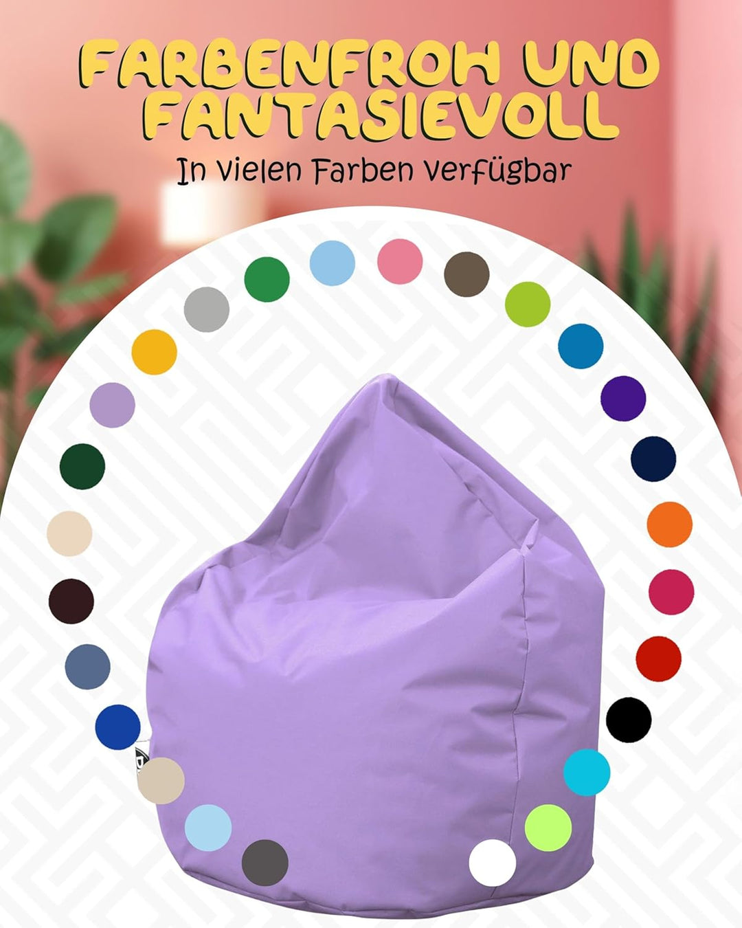 PATCH HOME Patchhome Sitzsack Tropfenform mit Reissverschluss Nachfüllbar - für In &amp; Outdoor - mit S