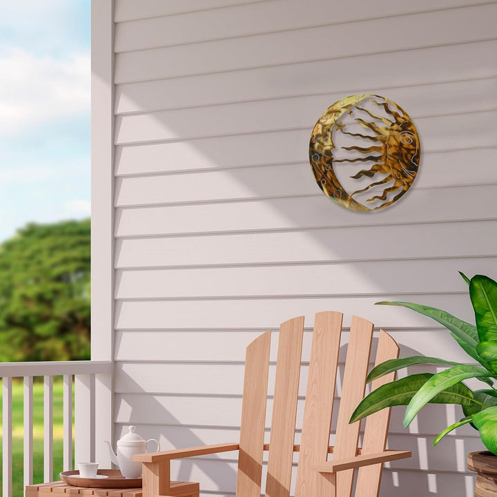MrMrKura Sonne Metall Wandkunst Outdoor Indoor Rustikale Retro Sonne Mond Sterne Wandbehang Dekor fü