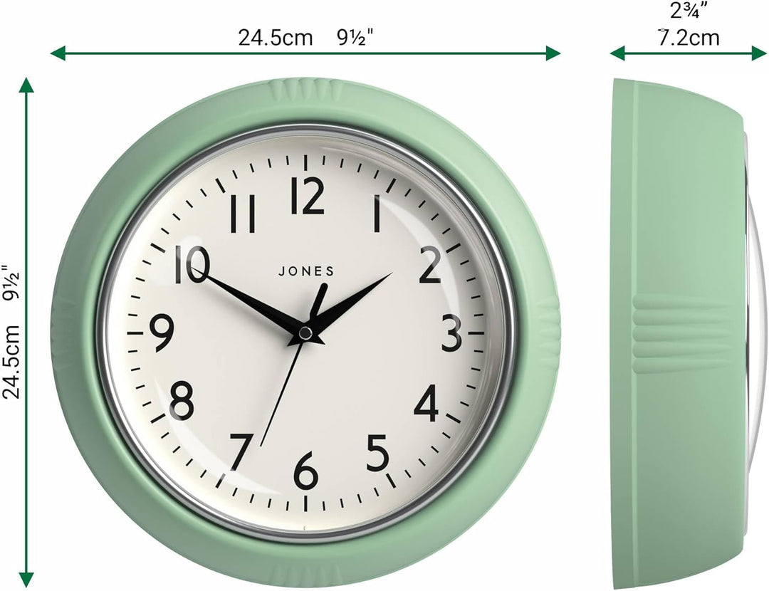 JONES CLOCKS® Ketchup-Wanduhr, Retro-Design, perfekt für die Küche, Heimbüro, Schlafzimmer 25cm (Neo