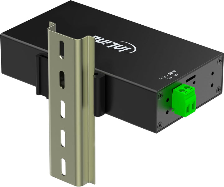Inline USB 3.2 Gen.1 Industrie-Hub mit 7 Ports, Aluminiumgehäuse, DIN-Schienen-Montage, aktiver USB-