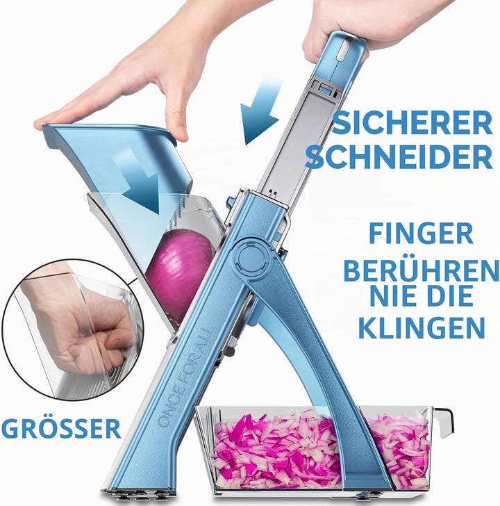 ONCE FOR ALL Gemüseschneider mit Auffangbecken, Gemüsehobel ideal als Pommesschneider &amp; Kartoffelsch
