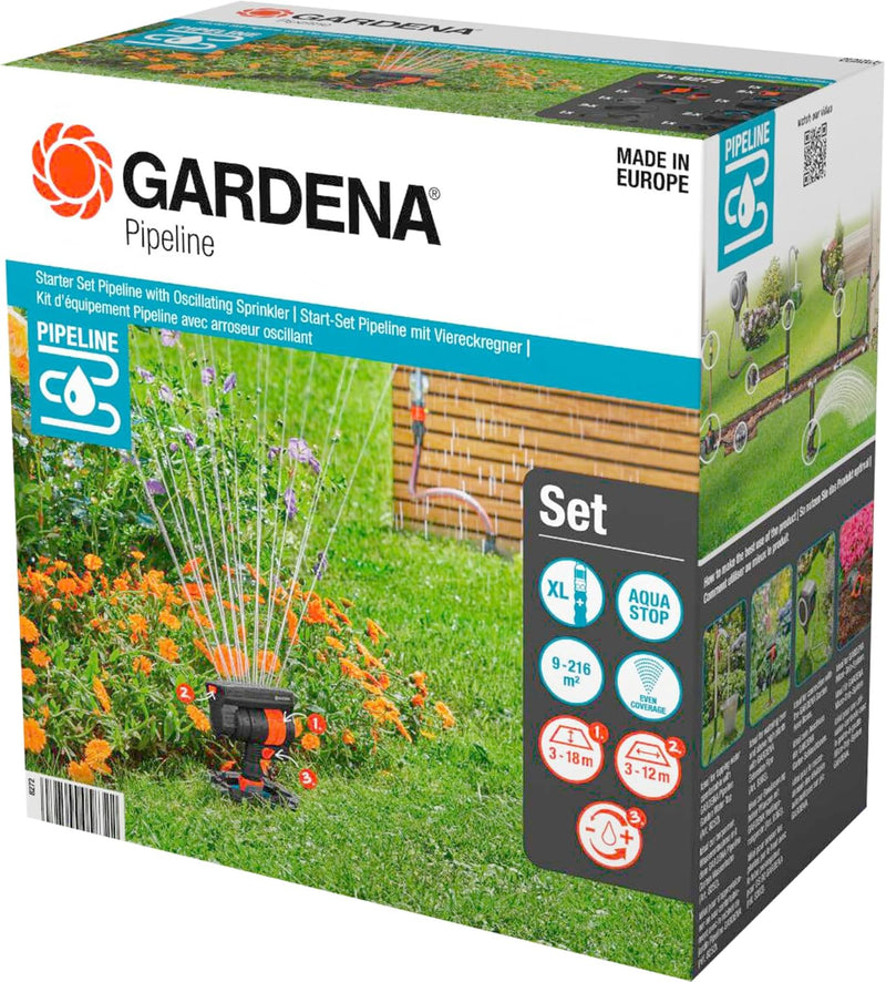 Gardena Sprinklersystem Start-Set Pipeline mit Viereckregner: Komplettset für den Einstieg in das Pi