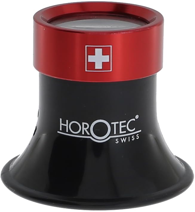 KD89 Horotec MSA00.025-2.5 Lupe schwarz mit Schraubring aus Aluminium, Rot, Nr. 2,5 = x5, Linse Ø22,