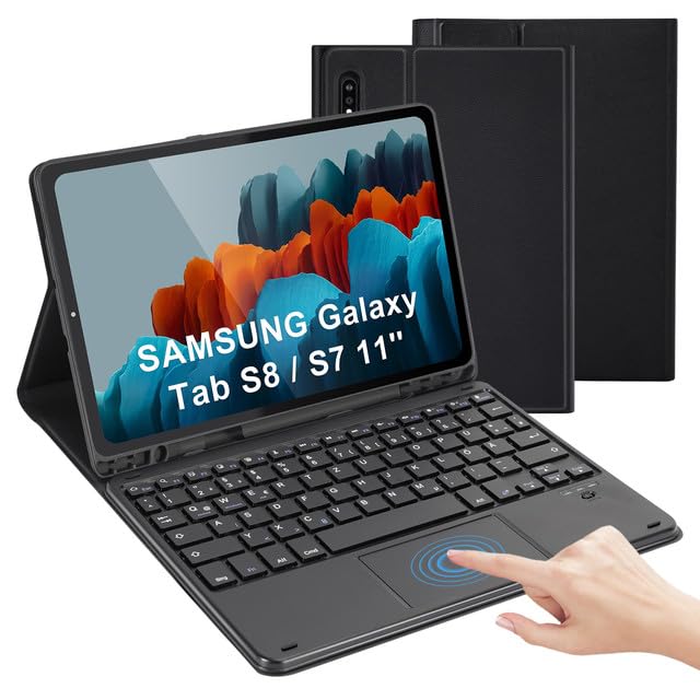 LAMA Bluetooth Tastatur Hülle mit Touchpad für Samsung Galaxy 10.9'' Tab S9 FE/S10 FE/S10, 11" Tab S