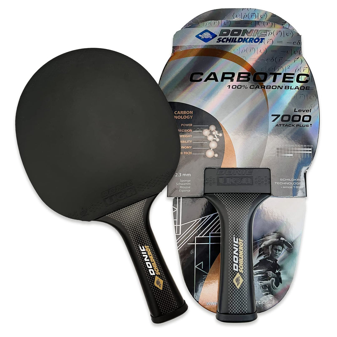 Donic-Schildkröt 100% Carbon Tischtennisschläger CarboTec 7000, inkl. Schlägertasche, One-Piece Kons