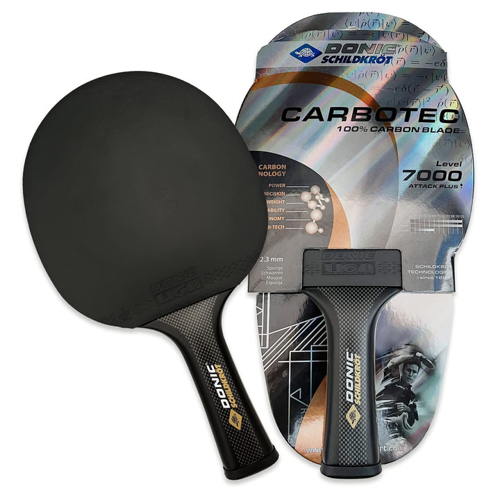 Donic-Schildkröt 100% Carbon Tischtennisschläger CarboTec 7000, inkl. Schlägertasche, One-Piece Kons