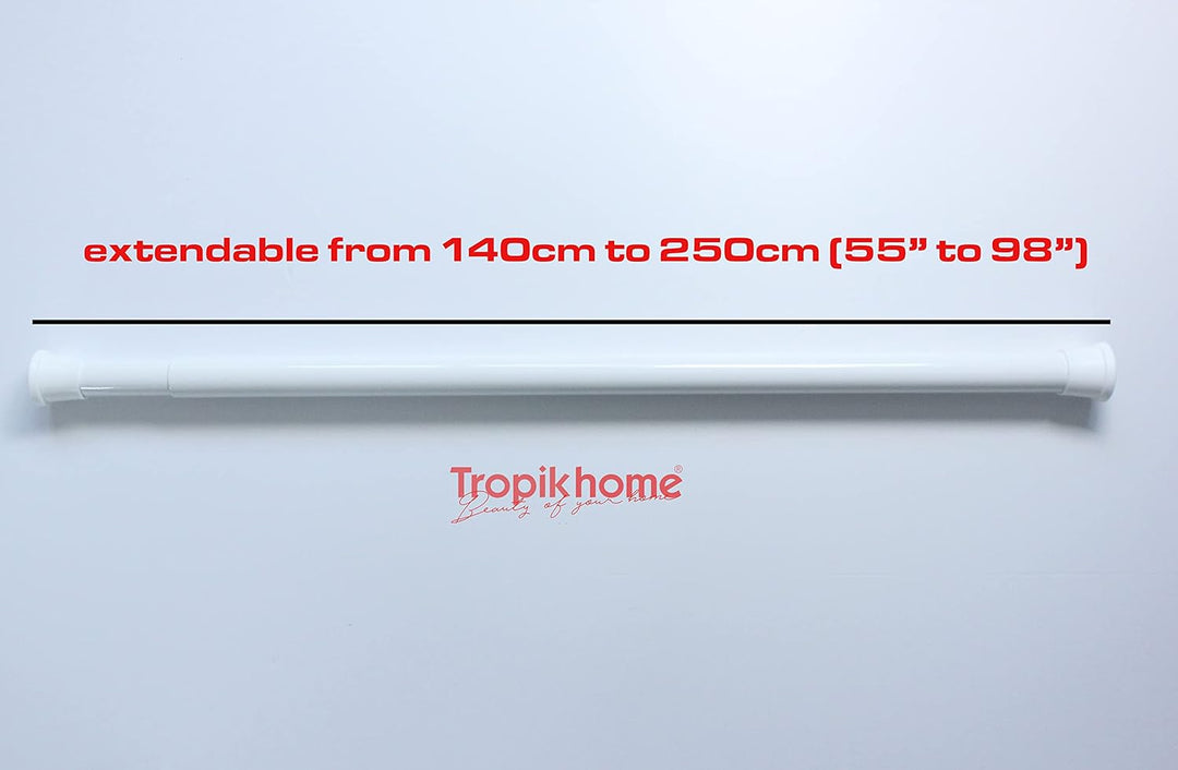 ALU DUSCHVORHANGSTANGE 140 cm - 250 cm WEISS TELESKOPSTANGE KLEMMSTANGE! SPRING SHOWER ROD WHITE!