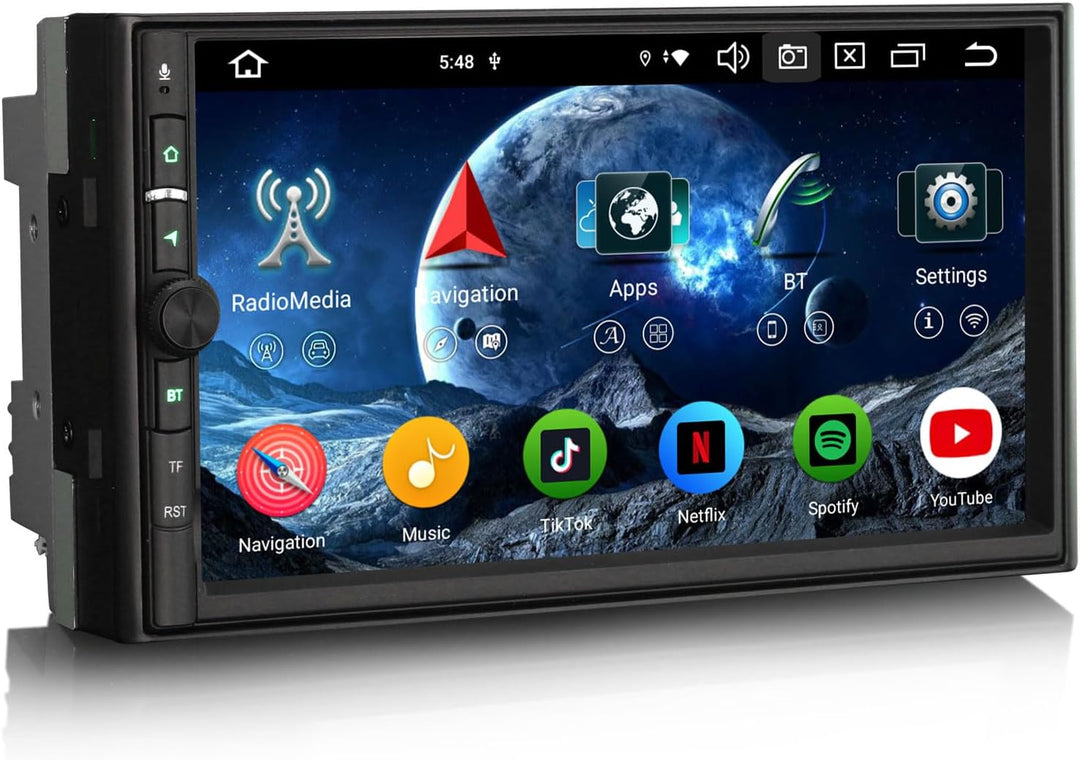 Erisin 8-Kern 8GB+128GB Doppel Din Android 14 Autoradio Bluetooth mit GPS Navigation 7 Zoll IPS Touc