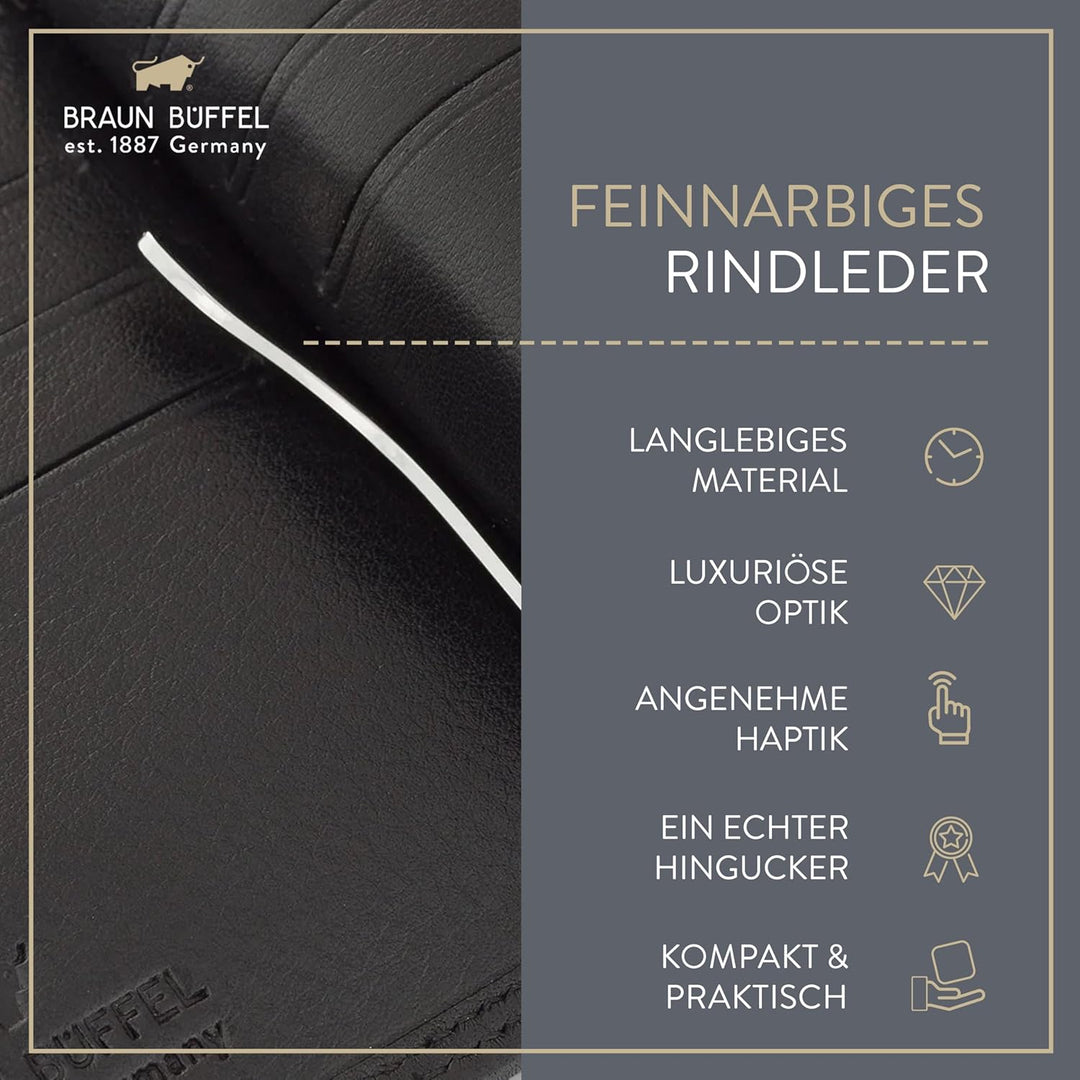 BRAUN BÜFFEL Herren Geldbörse aus echtem Rindsleder Golf mit RFID Schutz - Dollarclip 6 Kartenfächer