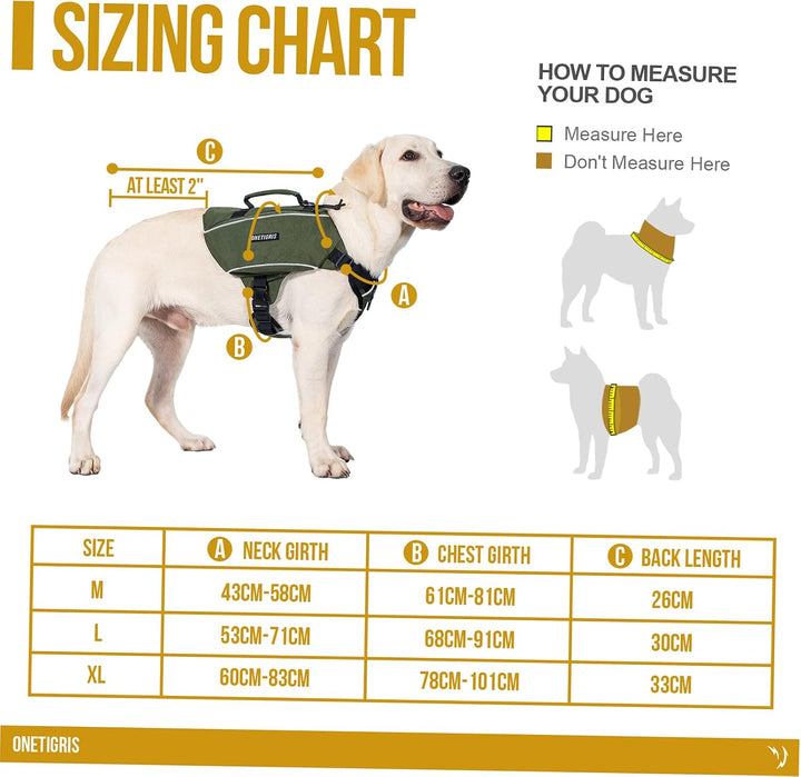 OneTigris CAMELUS Hunderucksack Reissen Camping Wandern Hundebackpack für M/L Grösse Hunde (M, Range