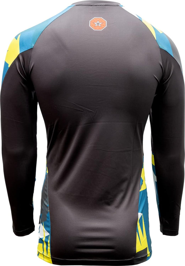 TOP TEN MMA Rash Guard „Jungle“ S Blau - Gelb, S Blau - Gelb