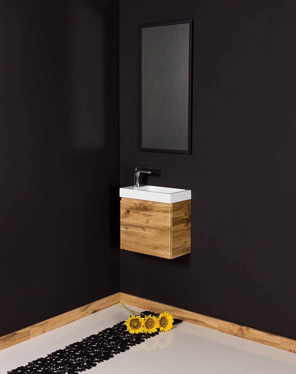 Quentis Badmöbel Gäste-WC Set Faros 40 cm, Waschbecken mit Unterschrank (Eiche Natur), Eiche Natur