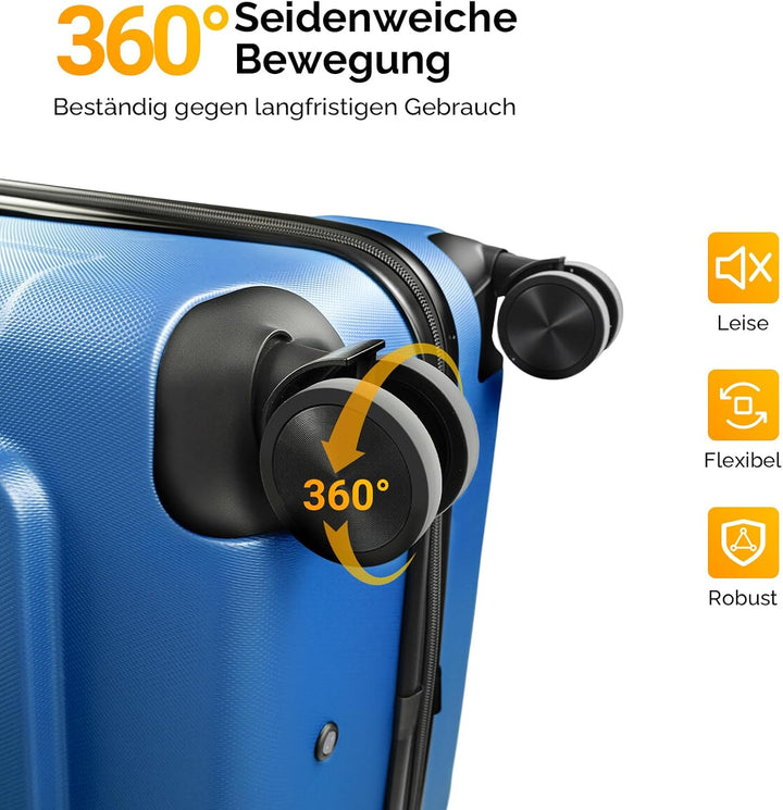 Bonnlo Kofferset 3 Teilig, Hartschale Koffer Set, Reisekoffer mit 4 Rollen, ABS-Trolley M-L-XL, mit