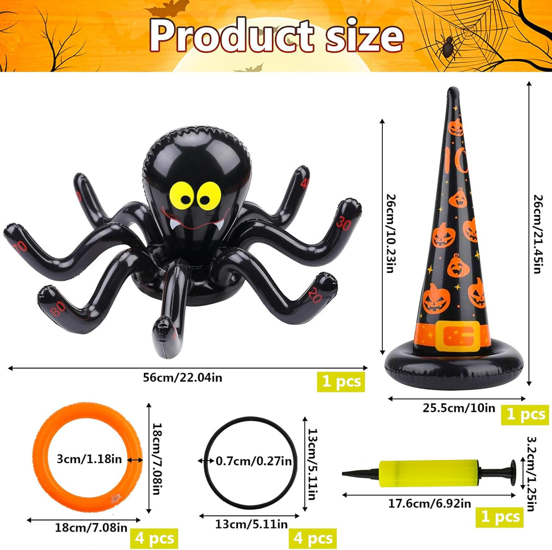 SHOWHEEL Halloweenwurfspiel Set,Halloweenwurf Aufblasbares Ringwurfspiel mit Wurfringe,Halloween Spi
