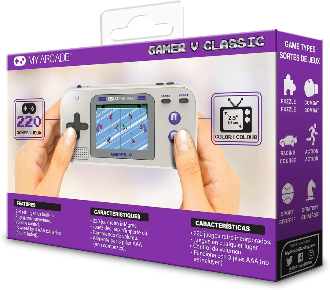 My Arcade Gamer V Classic Purple (DGUN-3920) Tragbares Gaming-System mit 220 Spielen, 6,3 cm (2,5 Zo
