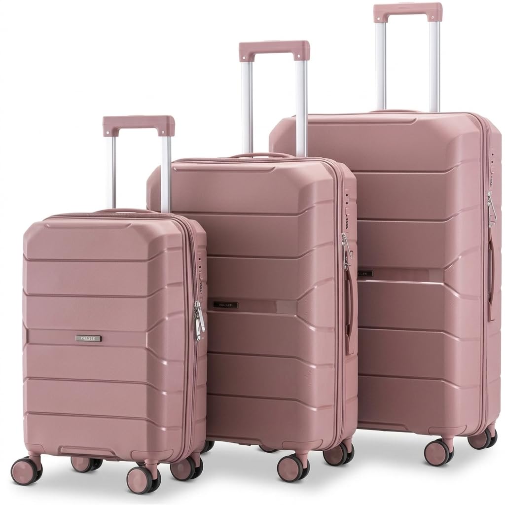 Urban Adventurer Kofferset 3-teilig 232L – Rosa – Hartschalenkoffer mit Zahlenschloss &amp; 4 Rollen Ros