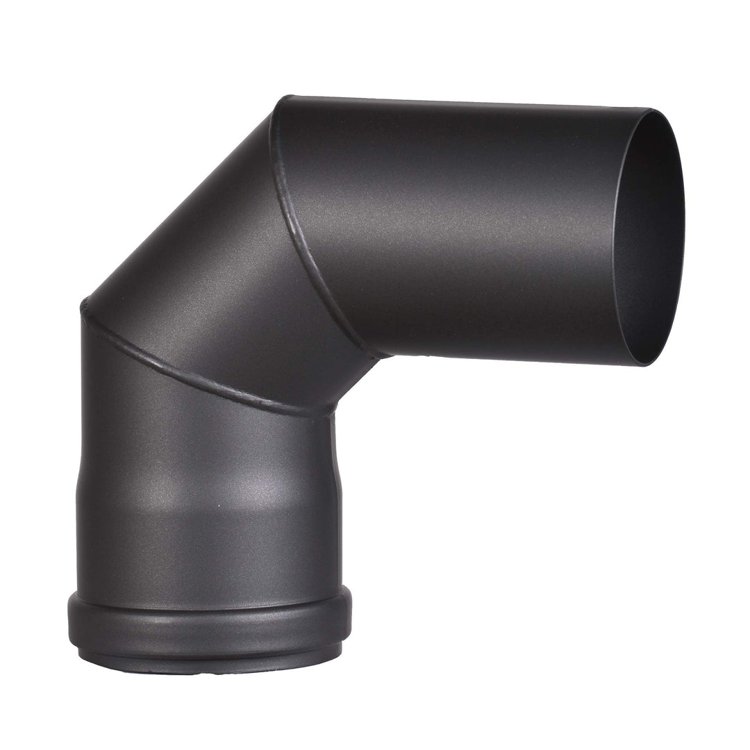 FIREFIX R80/B90 Pelletofenrohr-Bogen aus 1,2 mm starken Stahl in 80 mm Durchmesser, für Pelletöfen u