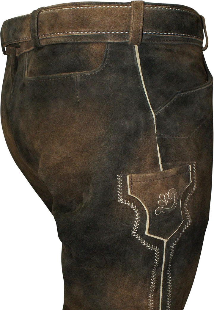 Lederhose Kniebundhose Leder braun Antik-Patina Trachtenlederhose Herren Zipp Knickerbocker Reissver