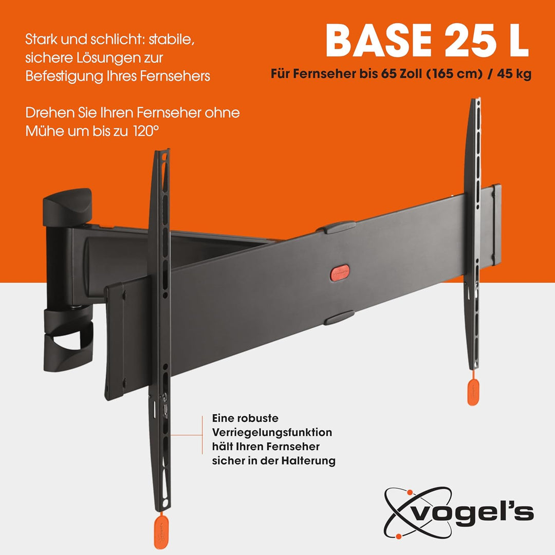Vogel's BASE 25L schwenkbare TV Wandhalterung für 40-65 Zoll Fernseher, max. 45 kg, bis zu 120° Schw