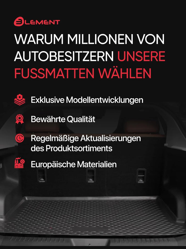 Element Passgenaue Premium Antirutsch Gummi Kofferraumwanne - Citroen C4 Cactus, Mini SUV