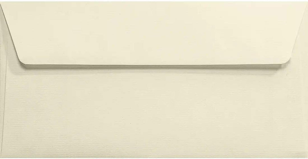 Netuno 500 Ecru gerippte Briefumschläge DIN lang ohne Fenster 11 x 22 cm 120g Aster Laid Ivory Elfen