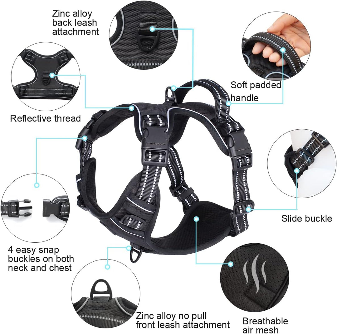 Hundegeschirr No-Pull für Kleine, Grosse und Mittelgrosse Hunde - Weich, Atmungsaktiv, Einstellbar,