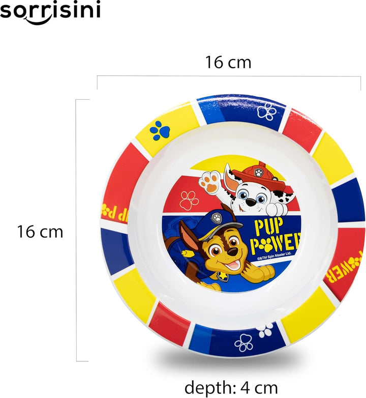Sorrisini Kindergeschirr set Paw Patrol, Wiederverwendbares geschirr Set, Kinder Essgeschirr, Microw