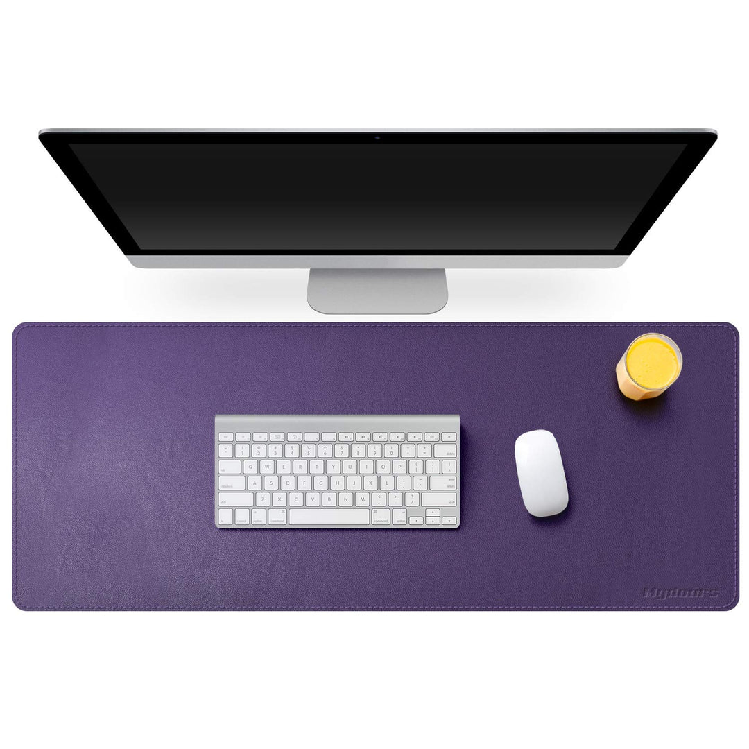 Mydours Grosse Büro Schreibunterlagen, 95x40cm Verlängerter PU Leder Gaming Mauspad, Wasserdicht Led