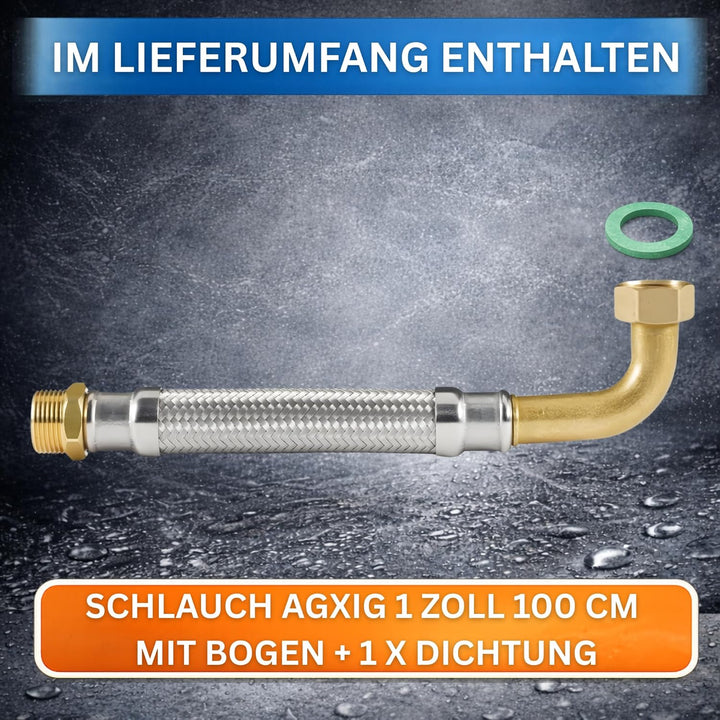 DVGW gep. Panzerschlauch 1 Zoll DN25 Edelstahl Flexschlauch Wasseranschluss Heizung Enthärtungsanlag