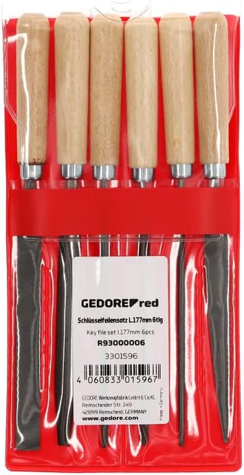 GEDORE red Schlüsselfeilensatz, Set für Metall, 6-tlg, Flachstumpf-, Dreikant-, Vierkant-, Halbrund-
