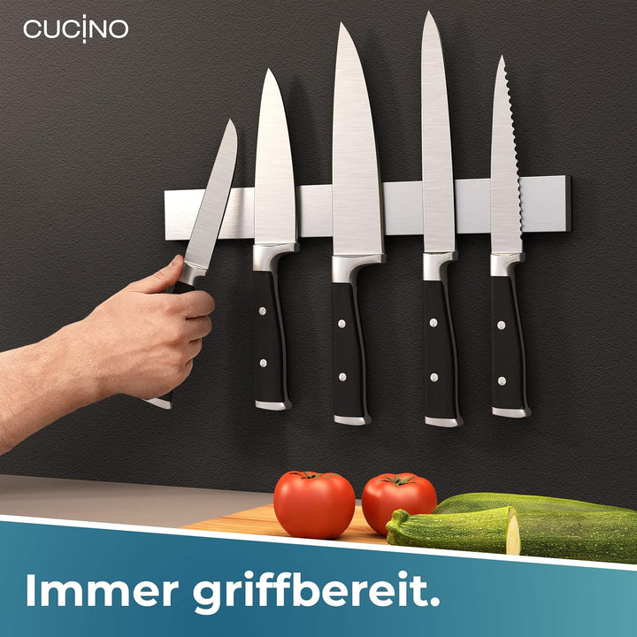 Cucino Magnetleiste Messer mit extra starkem Magnet - Vergleichssieger 2022 - Einfache Montage mit 3