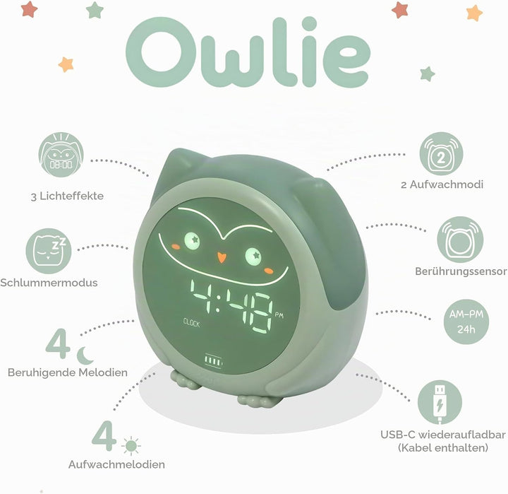 Cloud b Owlie Der Magische Schlaftrainer und Wecker | Schlaftrainings-Uhr für Kinder | 3 Lichtmodi |