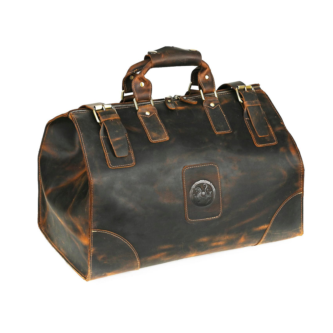 Wasserabweisend Canvas Crazy Horse Leder Reisetasche 35L Trim Unisex Handgepäck Weekender Tasche Spo