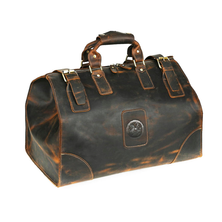 Wasserabweisend Canvas Crazy Horse Leder Reisetasche 35L Trim Unisex Handgepäck Weekender Tasche Spo