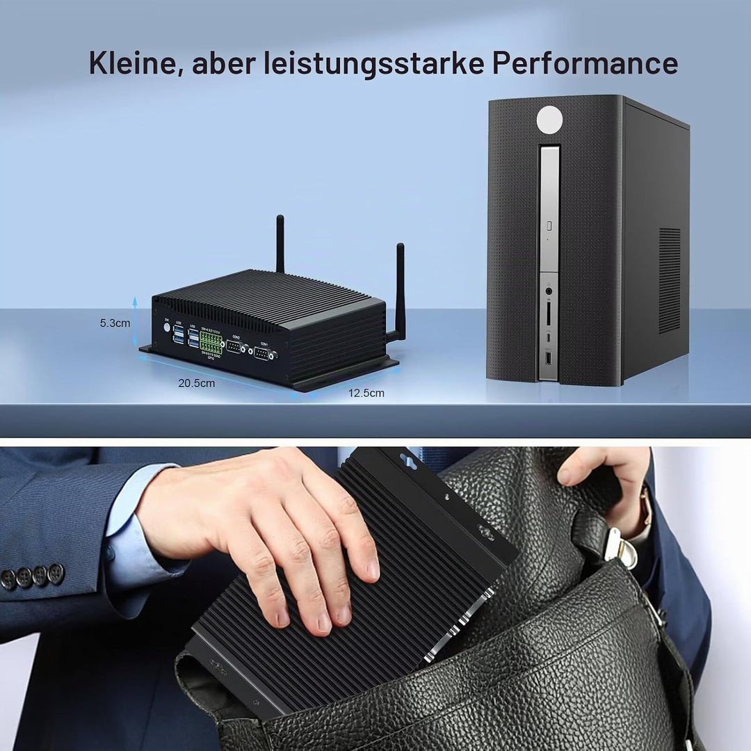 WEIDIAN PC Lüfterlos Industrie Mini PC Lüfterloser Core i7 10810U, Win 11 Industrial Computer GPIO,