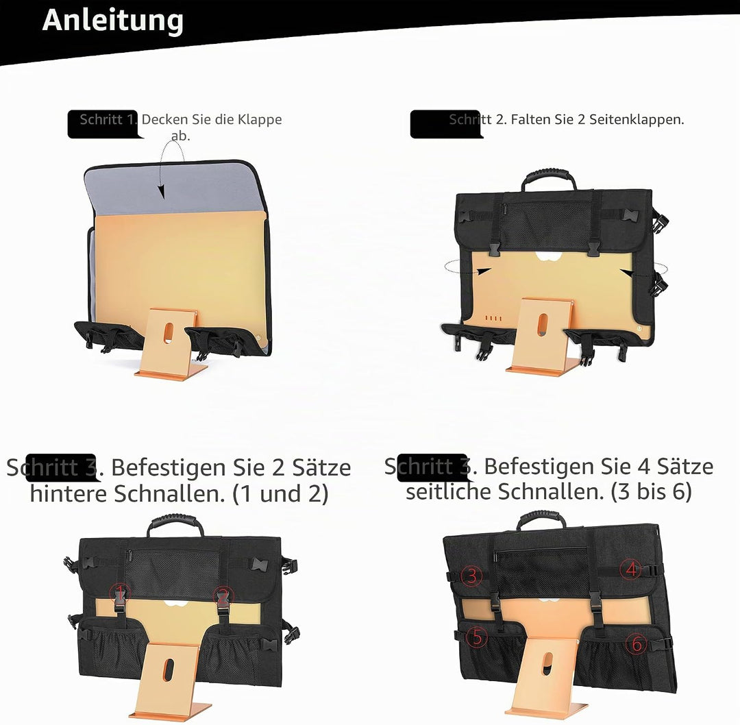 CURMIO Tragetasche für Apple 24" iMac, Monitor Tasche mit Griff, Schwarz | Schutzhülle, Verstellbare