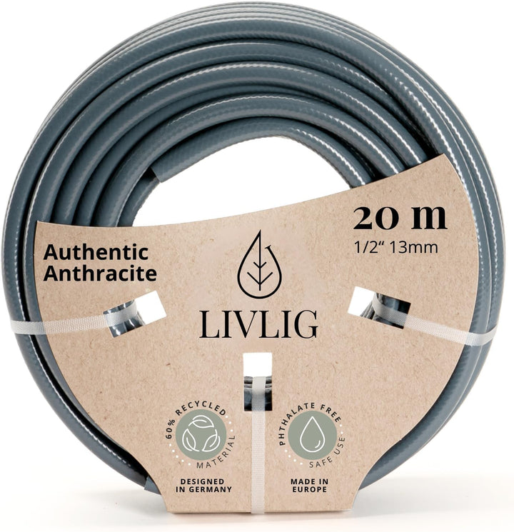 Livlig53 Gartenschlauch 1/2 Zoll, 20m: Wasserschlauch Made in Germany, Recycling-Material, formstabi