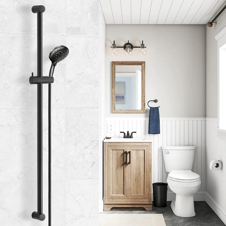 OFFO Duschstange Schwarz, 103cm segmentierte, wandmontierte Duschstange, verstellbarer Abstand 60 bi