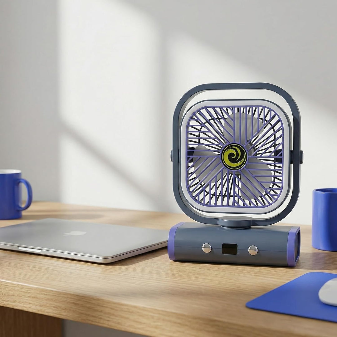 USB Tischventilator Klein 2400mAh, Camping Ventilator, Tischventilator Sehr Leise, Schreibtischventi