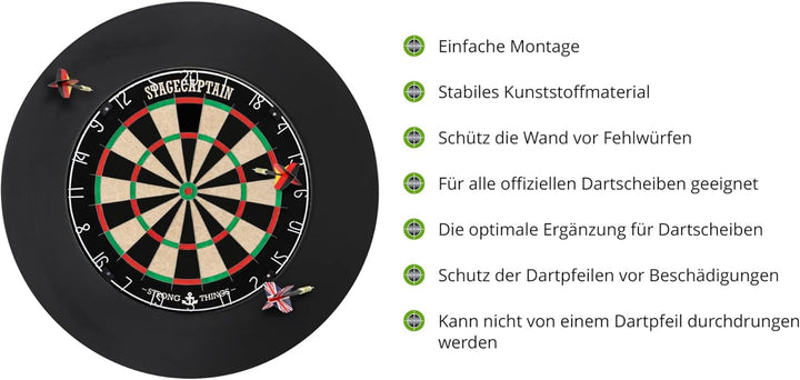 Stagecaptain SUR-450 BK Dartring - Surround für Steeldarts aus 3,5 cm dickem PU-Schaum - Schützt Wan