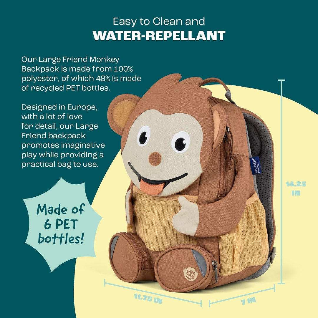 Affenzahn Kinderrucksack Grosser Freund | Kindergartenrucksack für Kinder von 3 bis 5 Jahren mit fun