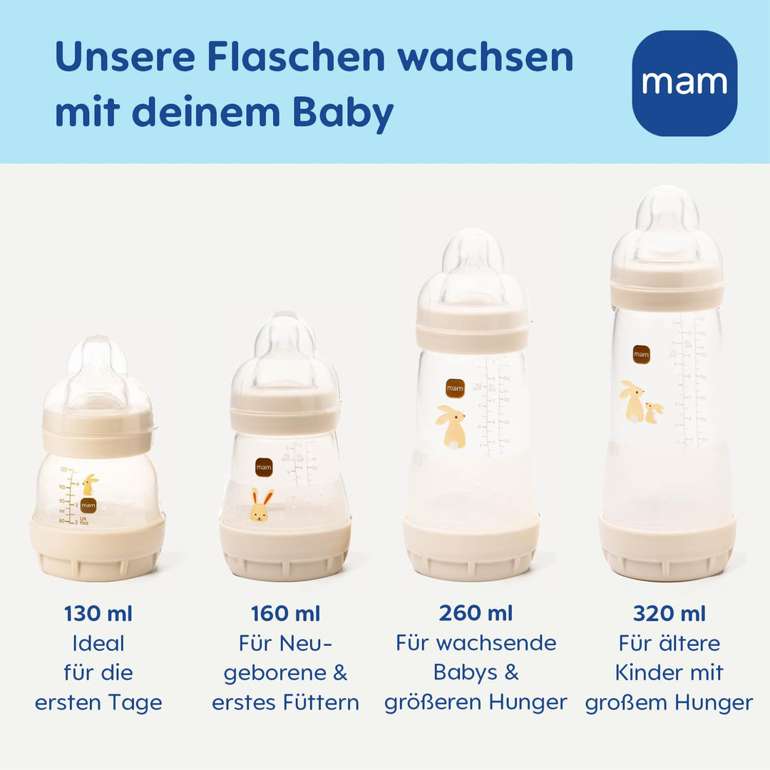 MAM Easy Start Anti-Colic Babyflasche | 0+ Monate | Testsieger | Milchflasche für Neugeborene | 94%