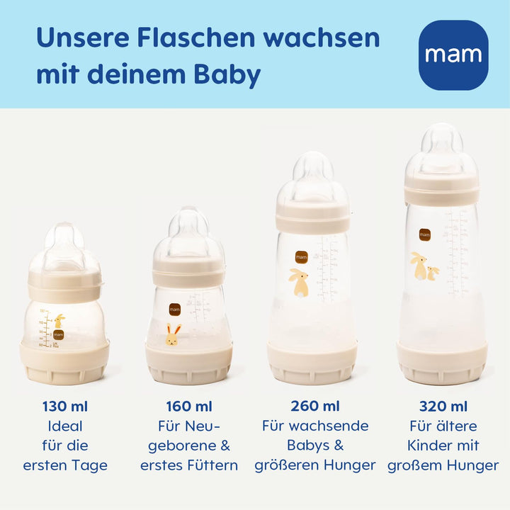MAM Easy Start Anti-Colic Babyflasche | 0+ Monate | Testsieger | Milchflasche für Neugeborene | 94%