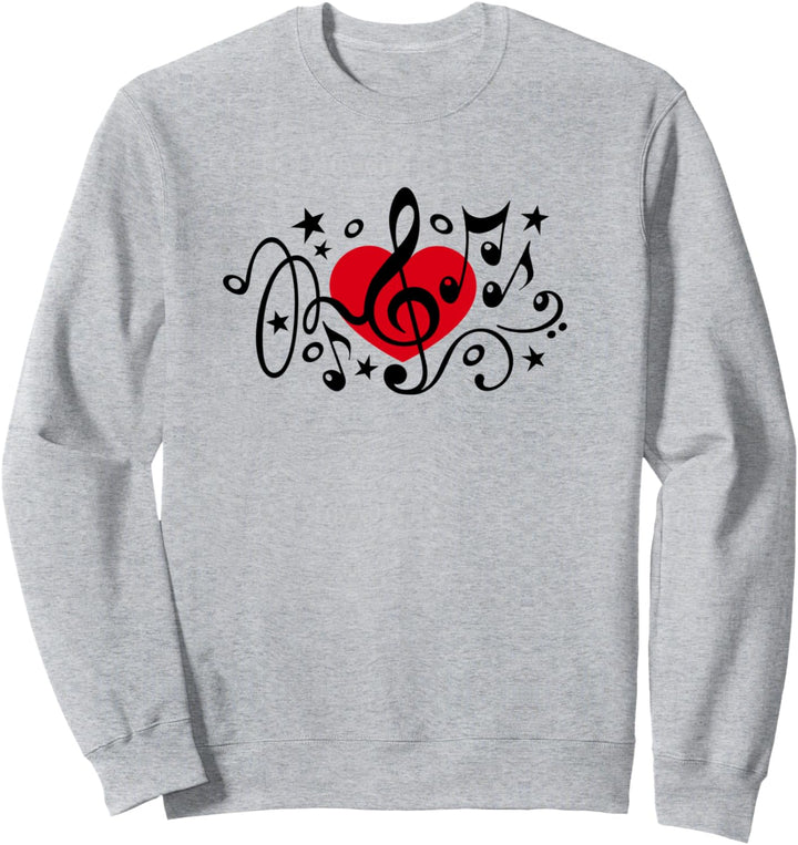 Musik Herz Notenschlüssel Noten Bass Sound Party Chor Tanzen Sweatshirt